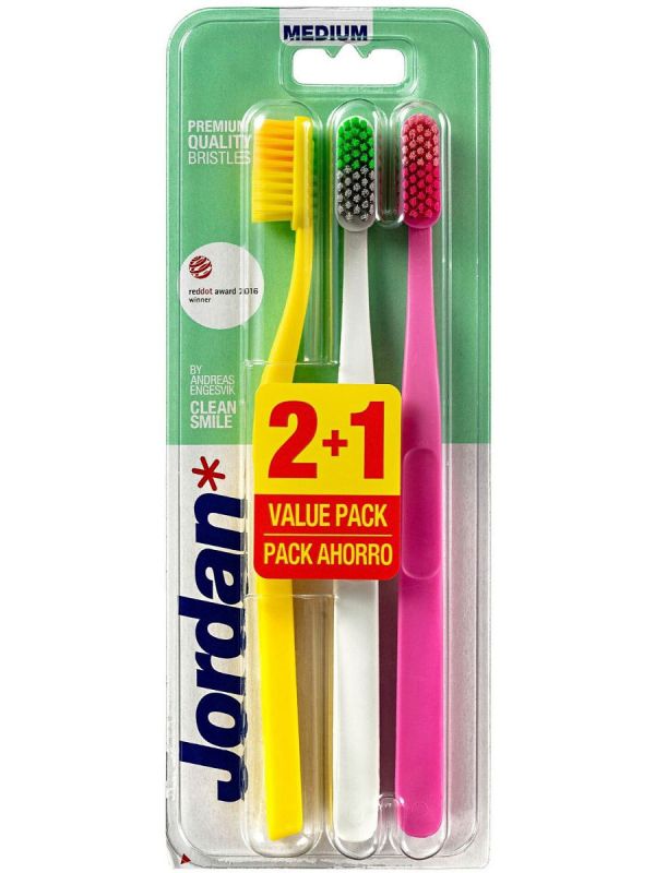 Набір зубних щіток Jordan Clean Smile середня жорсткість 3 шт