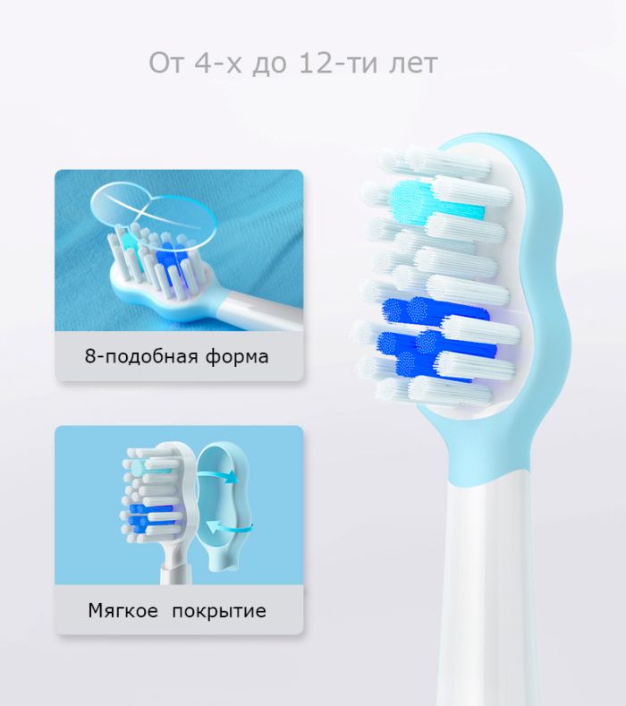 Змінні насадки для звукової зубної щітки Lebooo Super Cat 8-Type 2 шт блакитні