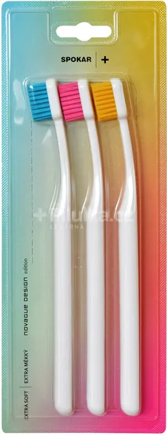Набір зубних щіток Spokar Plus Дуже м'яка 3 шт. (8593534341982_Блакитна/Рожева/Жовта)