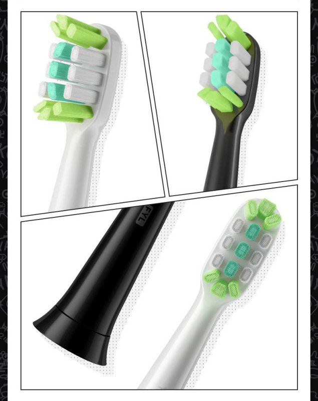 Насадки для звукової зубної щітки YAKO FLY Чорні 2 шт