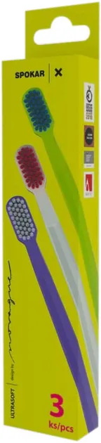 Набір зубних щіток Spokar Х Ultrasoft 3 шт Салатова + Біла + Фіолетова (8593534342033_салатовий_білий_фіолет)