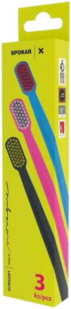 Набір зубних щіток Spokar Х Ultrasoft 3 шт Блакитна + Сіра + Рожева (8593534342033_блакитний_рожевий_сірий)