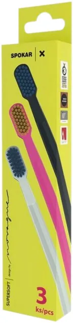 Набір зубних щіток Spokar Х Supersoft 3 шт Сіра + Рожева + Біла (8593534342040_сірий_рожевий_білий)