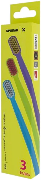Набір зубних щіток Spokar Х Soft 3 шт Фіолетова + Салатова + Блакитна (8593534342057_фіолетовий_салатовий_блакитний)
