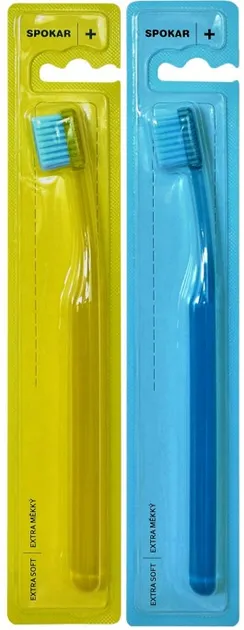 Набір зубних щіток Spokar Plus Екстрам'яка Жовта + Блакитна 2 шт (8593534341791_жовто_блакитна)