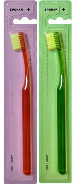 Набір зубних щіток Spokar Plus М'яка Червона + Синя 2 шт (8593534341807_червоно_синя)