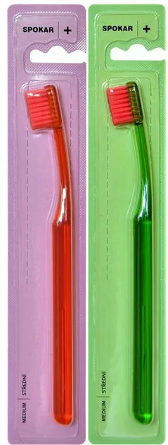 Набір зубних щіток Spokar Plus Середньої жорсткості Червона + Зелена 2 шт (8593534341814_червоно_зелена)