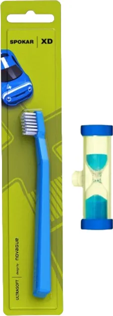 Дитяча зубна щітка Spokar XD Ultrasoft з пісочним годинником Синьо-біла (8593534342156_сине-белая_с песочными часами)