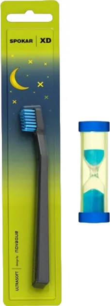 Дитяча зубна щітка Spokar XD Ultrasoft з пісочним годинником Сіро-блакитна (8593534342156_серо-голубая_с песочными часами)
