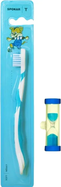 Дитяча зубна щітка Spokar Tommy М'яка з пісочним годинником Синя з пісочним годинником (8593534341647_синяя_с песочными часами)