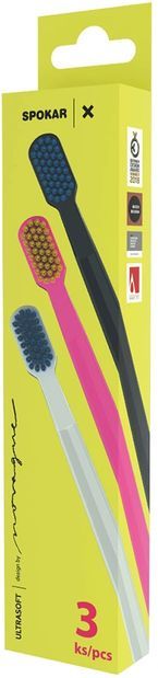Набір зубних щіток Spokar Х Ultrasoft 3 шт Сіра + Рожева + Біла (8593534342033_сірий_рожевий_білий)