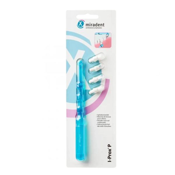 Монопучкова зубна щітка Miradent I-Prox P 4 насадки блакитна