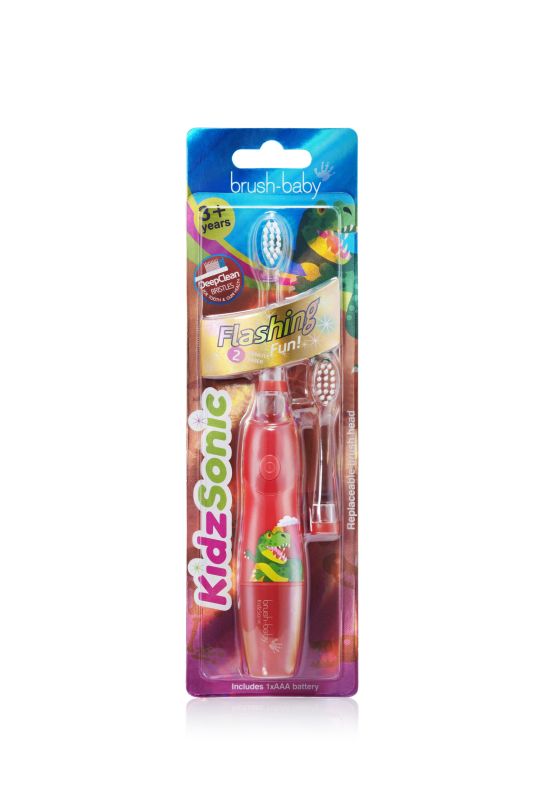 Звукова зубна щітка Brush-Baby KidzSonic від 3 років Дино 2 насадки