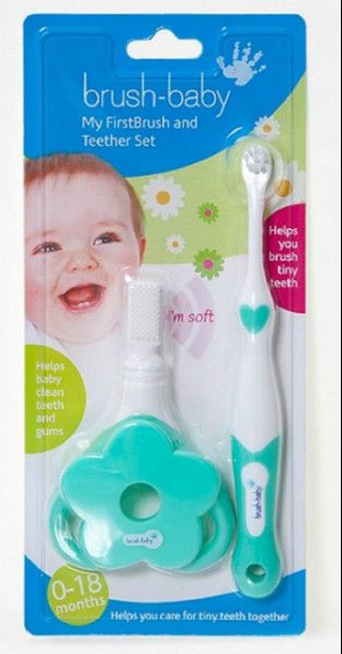 Зубна щітка Brush-Baby FirstBrush + гризунок My First Teether від 0 до 18 місяців