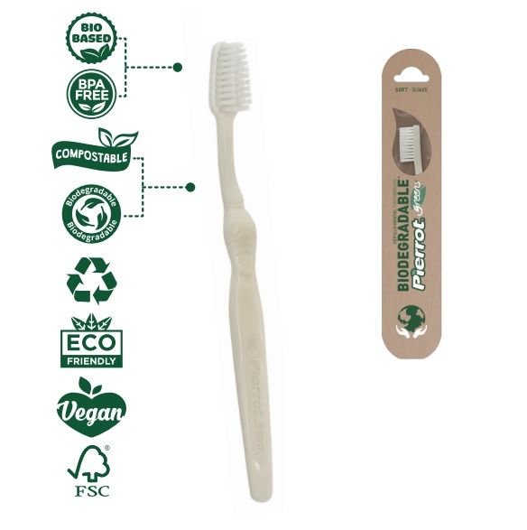 Зубна щітка Pierrot Green з біорозкладного матеріалу м'яка