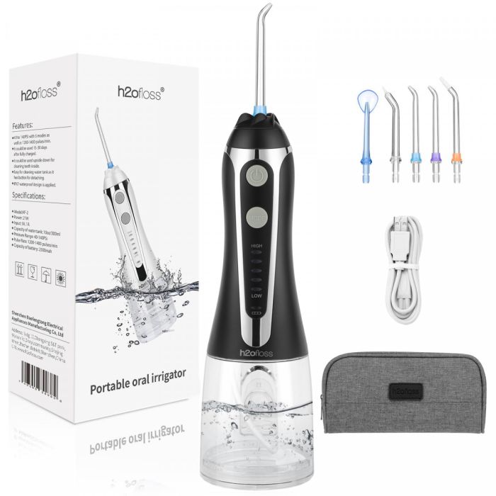 Іригатор h2ofloss hf-2 портативний 5 насадок чорний