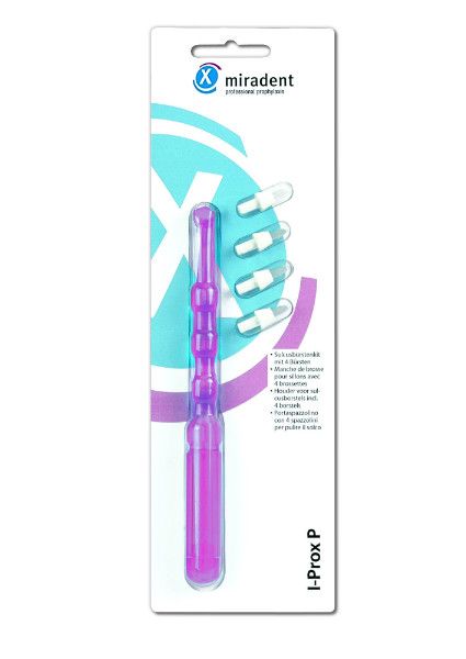 Монопучкова зубна щітка Miradent I-Prox P 4 насадки рожева