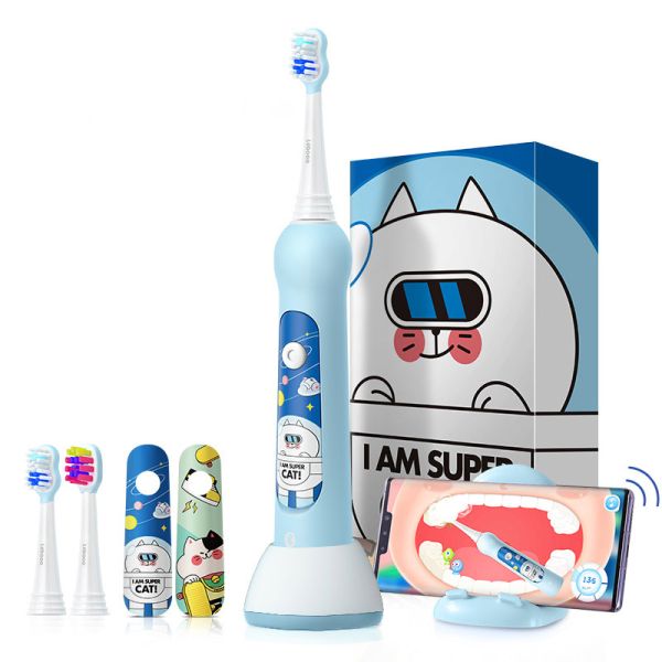Дитяча звукова зубна щітка Lebooo Super Cat Huawei HiLink Блакитна 2 насадки