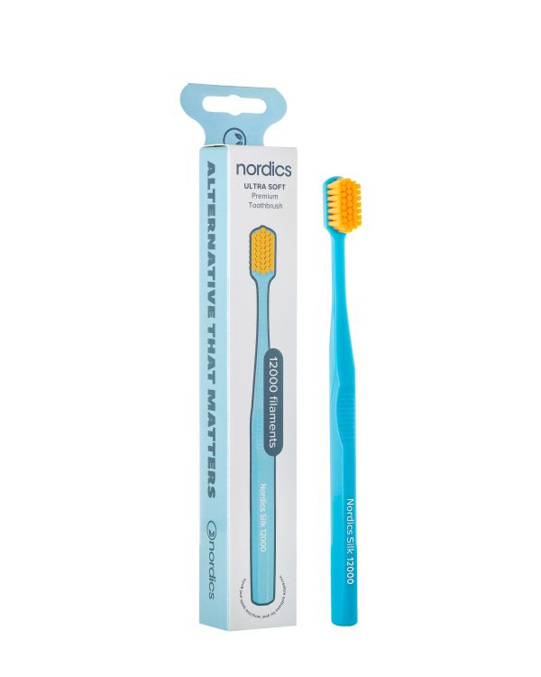 Преміальна щітка для чутливих зубів Nordics SILK 12000 Ultra Soft, блакитна