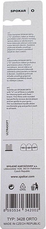 Зубна щітка Spokar Ортодонтична з U-подібним вирізом (8593534342002_Сіро-блакитна)