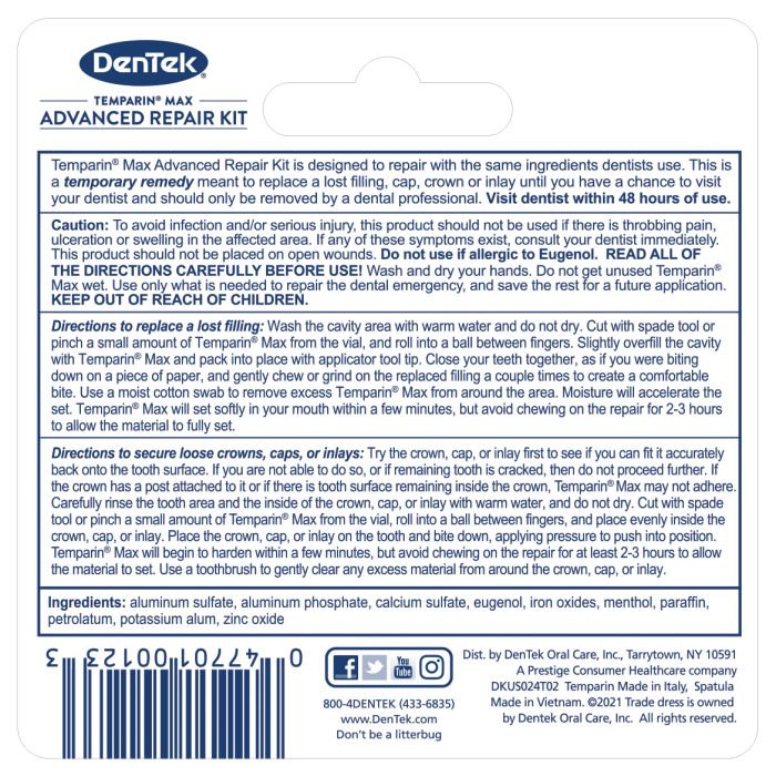 Відновлення пломб, коронок або вкладок, що випали DenTek Temparin Max
