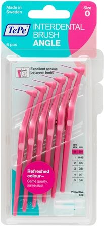 Міжзубні йоржики кутові TePe Angle 0.4 мм рожеві 6 шт
